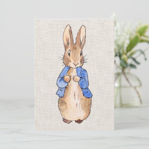 Peter the Rabbit Beige Linen Background Invitation