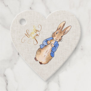 Peter the Rabbit Beige Linen Texture Background Favor Tags