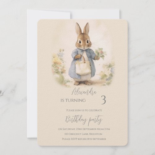 Peter the Rabbit Birthday Party Invitation