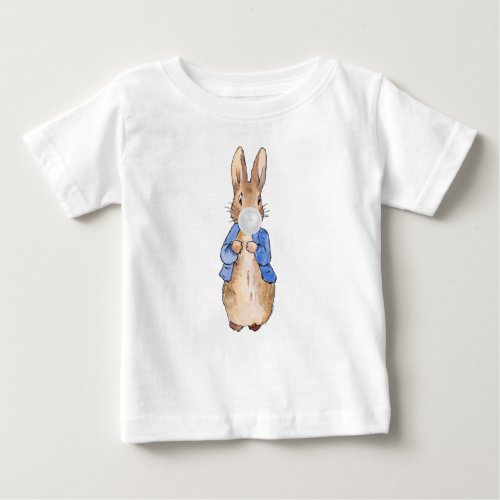 Peter the Rabbit Blowing a White Bubble gum   Baby Baby T_Shirt