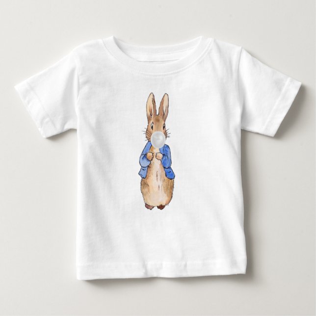 Peter the Rabbit Blowing a White Bubble gum   Baby Baby T-Shirt (Front)