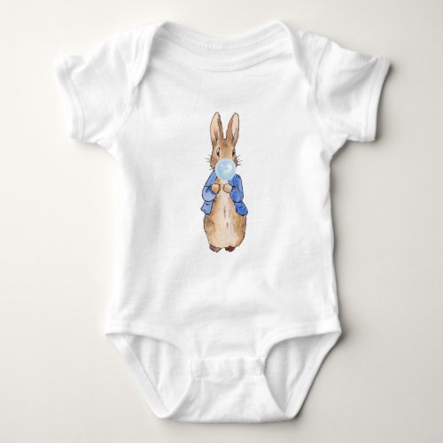 Peter the Rabbit Blowing Blue Gum Baby Bodysuit