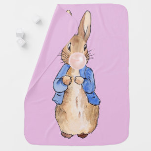 Peter the Rabbit Blowing Pink Bubble gum  Baby Blanket