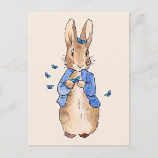 Peter the rabbit blue butterflies postcard