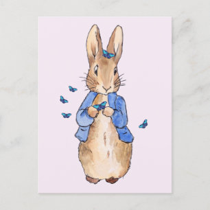Peter the rabbit blue butterflies postcard
