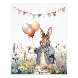 Peter the rabbit blue jacket with balloons photo print