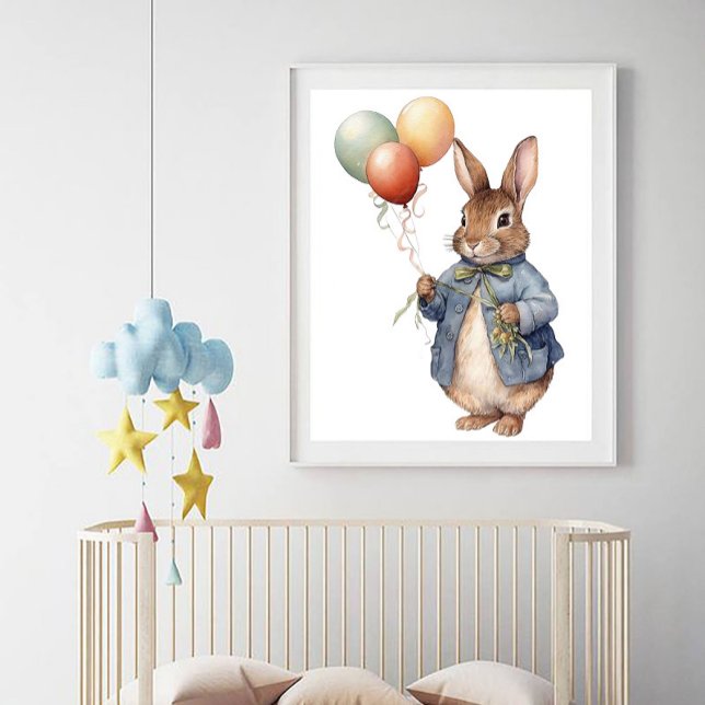 Peter the rabbit blue jacket with balloons photo print (Creator Uploaded)