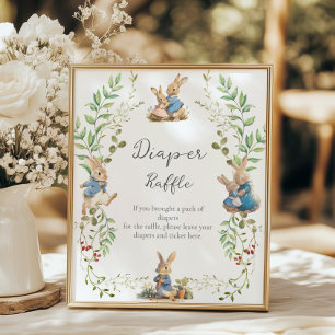 Peter the Rabbit Botanical Diaper Raffle Poster