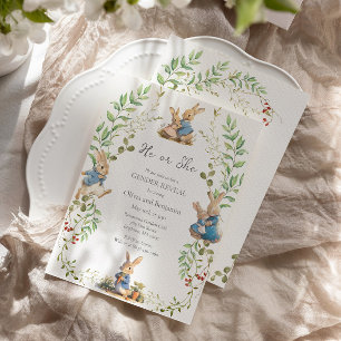 Peter the Rabbit Botanical Gender Reveal Invitation