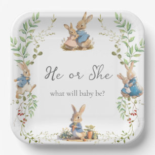 Peter the Rabbit Botanical Gender Reveal  Paper Plates