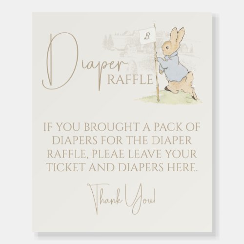 Peter the Rabbit Bunny Baby Diaper Raffle Sign