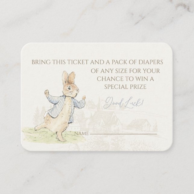 Peter the Rabbit Bunny Baby Shower Diaper Raffle Enclosure Card (Front)