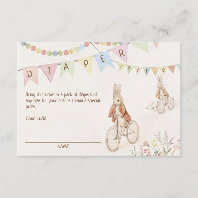Peter the Rabbit Bunny Gender Diaper Raffle Enclosure Card (Front)