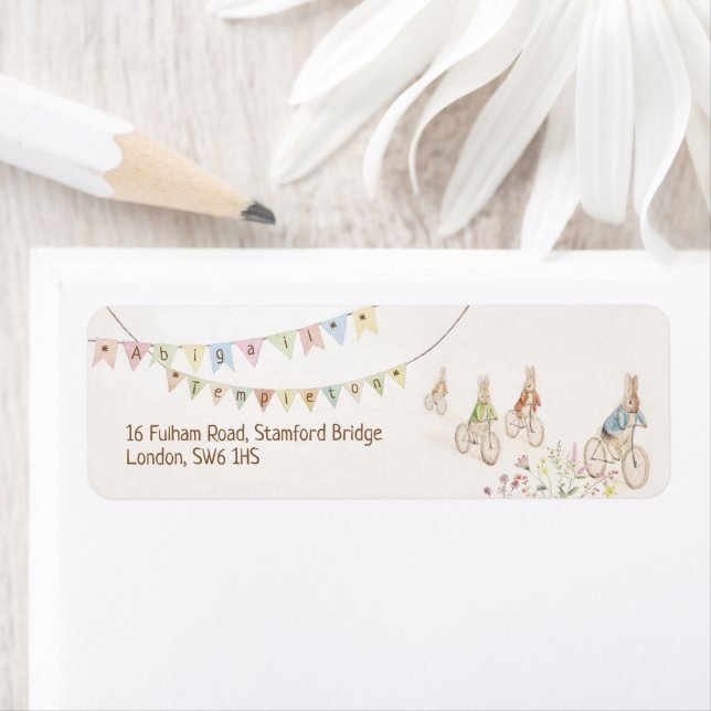 Peter the Rabbit Bunny Gender Neutral Baby Shower Label (Insitu)