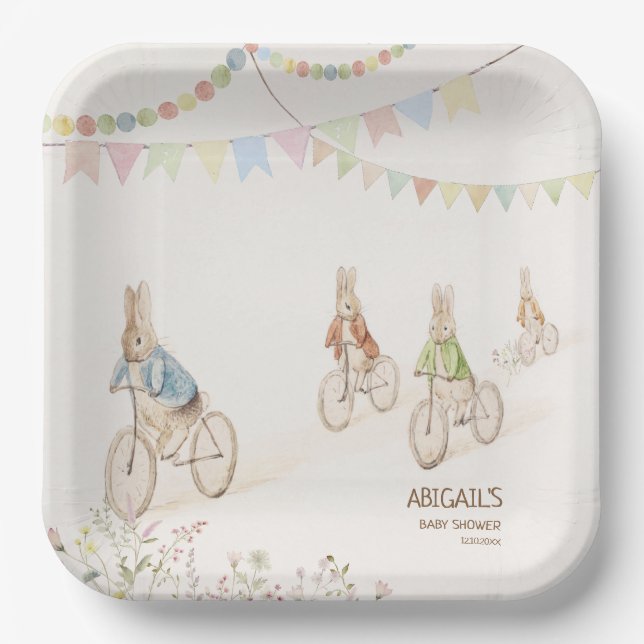Peter the Rabbit Bunny Gender Neutral Baby Shower Paper Plates (Front)