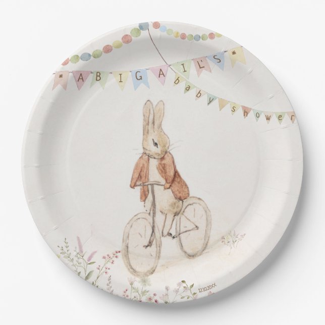 Peter the Rabbit Bunny Gender Neutral Baby Shower Paper Plates (Front)