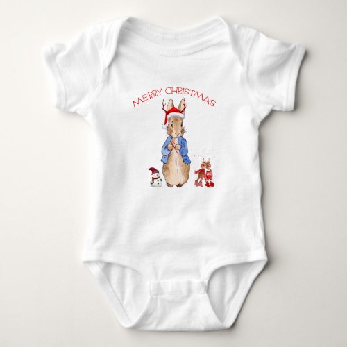 Peter the Rabbit Celebrates Christmas  Baby Bodysuit