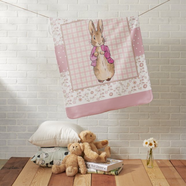 Peter the Rabbit Check & Floral pattern Baby Blanket (In Situ)
