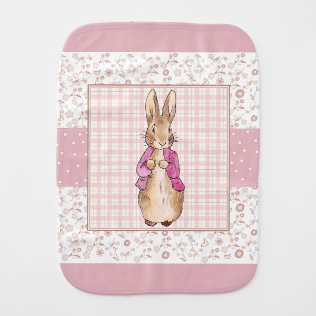 Peter the Rabbit Check & Floral pattern Baby Burp Cloth (Front)