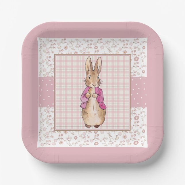 Peter the Rabbit Check & Floral pattern Paper Plates (Front)