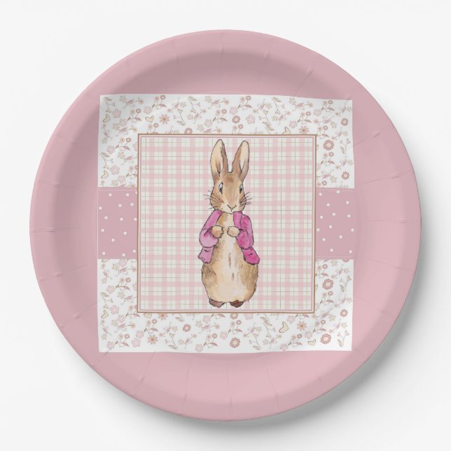 Peter the Rabbit Check & Floral pattern Paper Plates (Front)