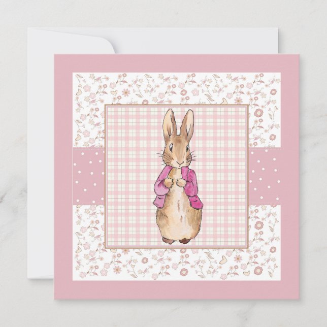 Peter the Rabbit Check & Floral pattern Thank You Card (Front)