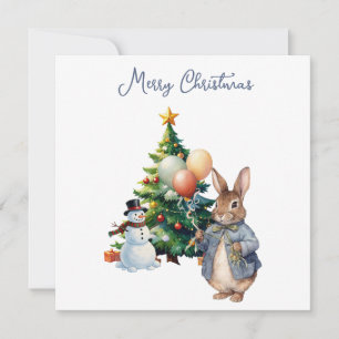 Peter the Rabbit Christmas tree Holiday Card