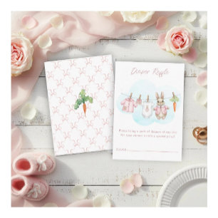 Peter the Rabbit Clothesline Shower Diaper Raffle Enclosure Card