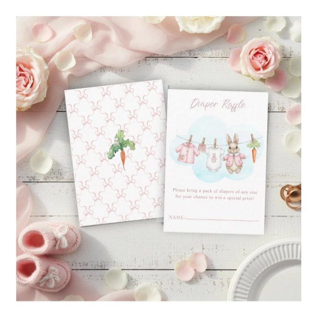 Peter the Rabbit Clothesline Shower Diaper Raffle Enclosure Card (Creator Uploaded)