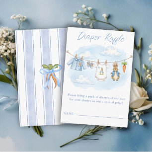 Peter the Rabbit Clothesline Shower Diaper Raffle Enclosure Card