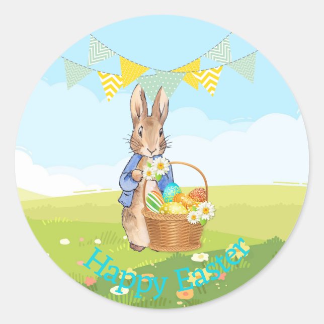 Peter the Rabbit Easter Bunny Rabbit Classic Round Sticker (Front)