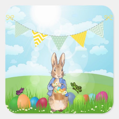 Peter the Rabbit Easter Bunny Rabbit Square Sticker