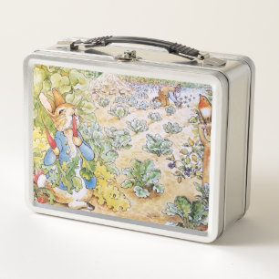 Peter the Rabbit Eating Carrots Metal Lunch Box