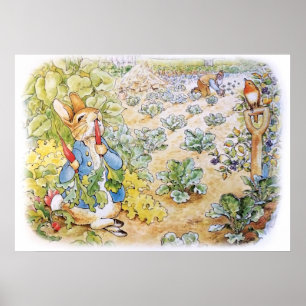 Peter the Rabbit Eating Carrots Poster