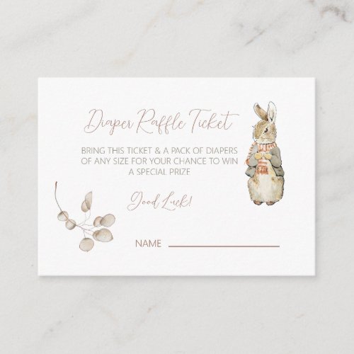 Peter the Rabbit Fall Autumn Baby Diaper Raffle Enclosure Card