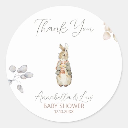 Peter the Rabbit Fall Autumn Winter Baby Shower Classic Round Sticker