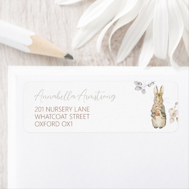 Peter the Rabbit Fall Autumn Winter Baby Shower Label (Insitu)