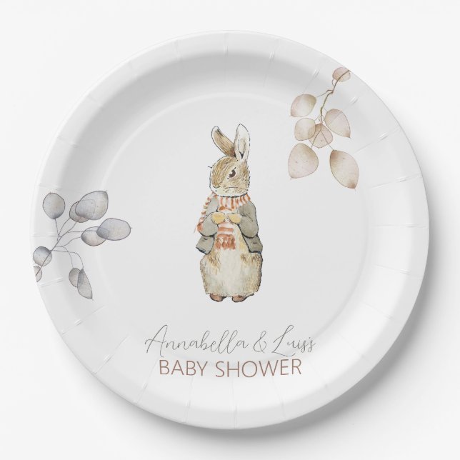 Peter the Rabbit Fall Autumn Winter Baby Shower Paper Plates (Front)