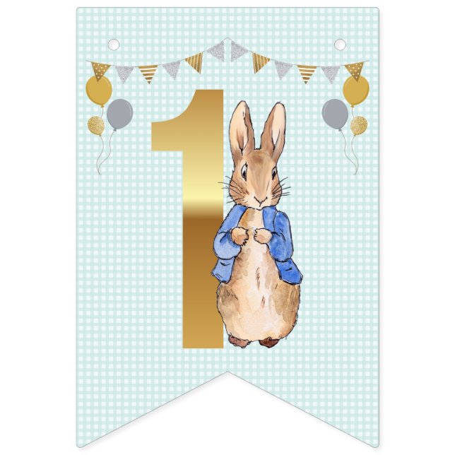 Peter the Rabbit First Birthday Bunting Flags (First Flag)
