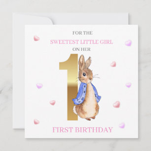 Peter the rabbit First birthday greeting Card