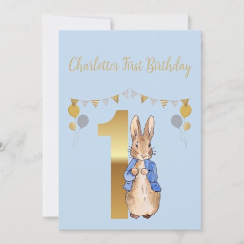 Peter the Rabbit First Birthday Invitation