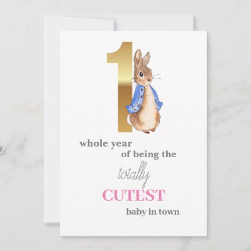 Peter the Rabbit First Birthday Invitation