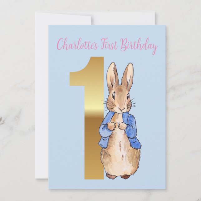 Peter the Rabbit First Birthday Invitation (Front)