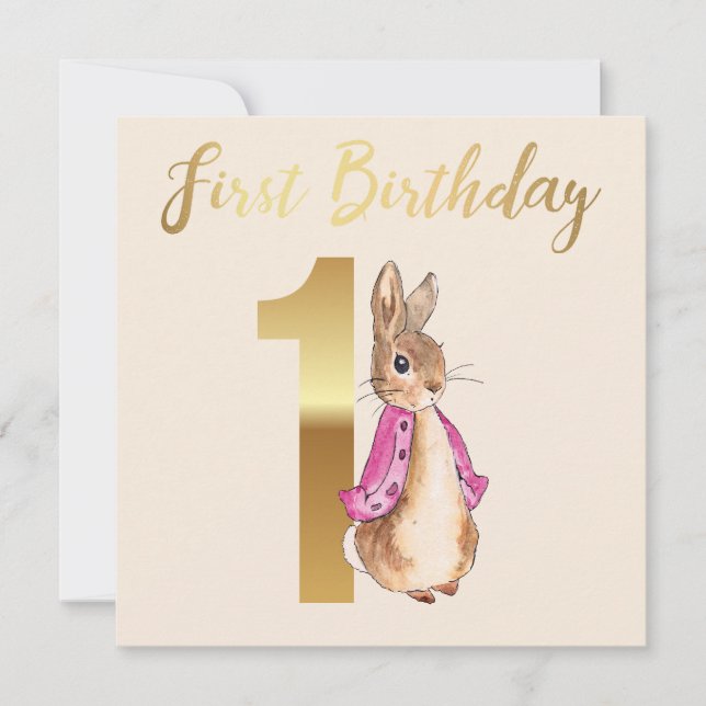 Peter the Rabbit First Birthday Invitation (Front)