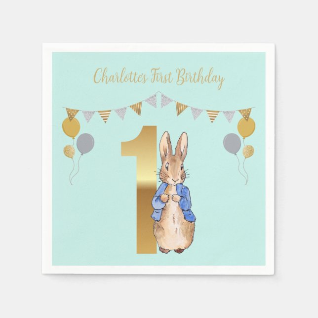 Peter the Rabbit First Birthday Napkins (Front)