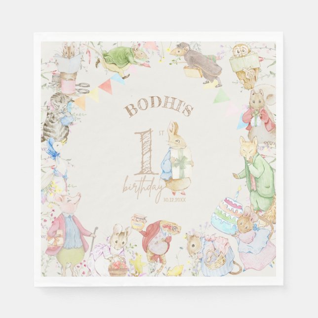 Peter the Rabbit First Birthday Napkins (Front)