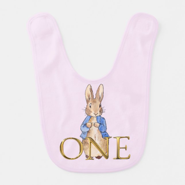 Peter the rabbit First Birthday ONE Baby Bib (Front)