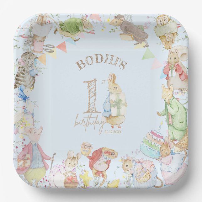Peter the Rabbit First Birthday Paper Plates (Front)
