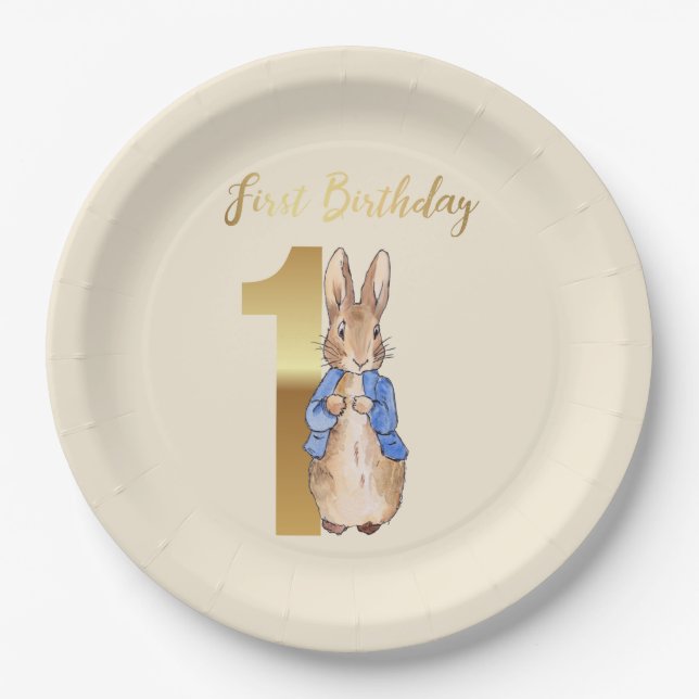 Peter the Rabbit First Birthday Paper Plates (Front)