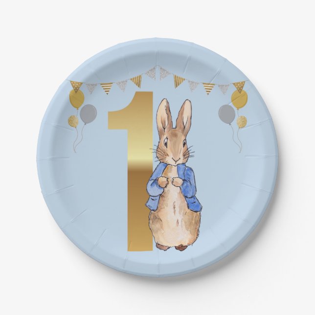 Peter the Rabbit First Birthday Paper Plates (Front)